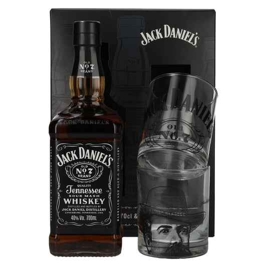 Jack Daniel's Tennessee Whiskey 40% Vol. 0,7l - Geschenkbox mit 2 Rocks Gläsern