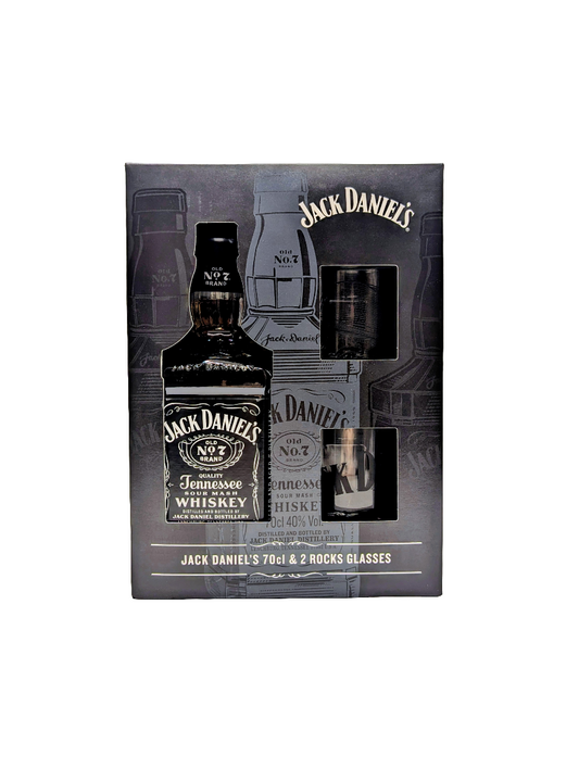 Jack Daniel's Tennessee Whiskey 40% Vol. 0,7l - Geschenkbox mit 2 Rocks Gläsern
